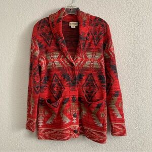 Vtg Denim Supply Ralph Lauren Cardigan Sweater Womens S Aztec Southwestern Red